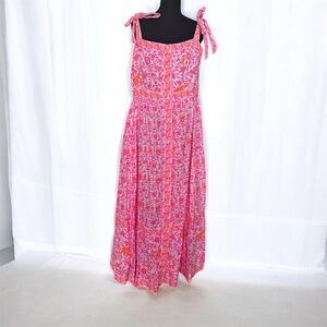 Gretchen Scott Neon Pink and Orange Floral Maxi Dress